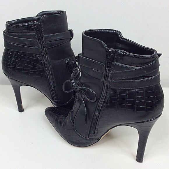 Altuzarra Faux Leather Lace-Up Zip Bootie Stiletto Heels Size 7.5 Black - Picture 5 of 9